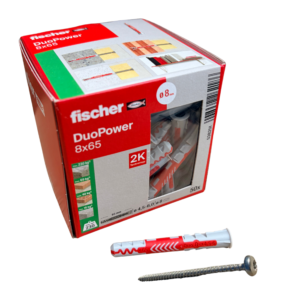 Kołek montażowy FISCHER DUOPOWER 8x65mm + wkręt nierdzewny walcowy 5,0×80 A2 [TX25] 50szt.