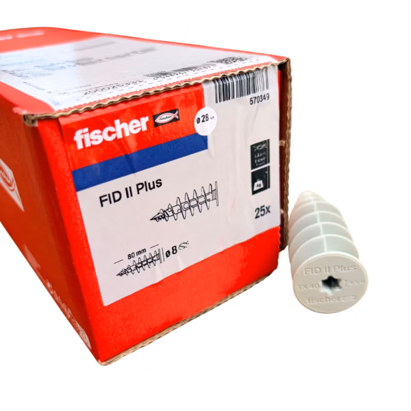 Kołek ślimakowy FID II Plus 80xfi28mm do lameli 3D + wkręt 4,5x4mm A2 (4szt/1m2) opak. 25szt.